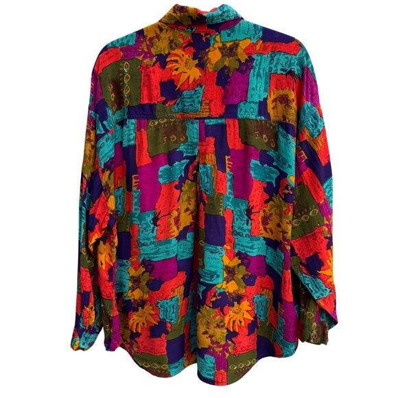 Forelli Vintage Womens Button-Up Long Sleeve Geometric Print Shirt Blouse 22/24 - Picture 2 of 9